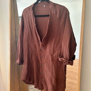 Amazon dress/button up oversized T-shirt. Worn once, brown.